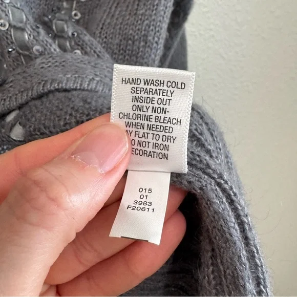 VTG Y2K Mossimo Womens XL Mohair Blend Front Tie Sequin Ribbon‎ Cardigan Preppy - Picture 9 of 11